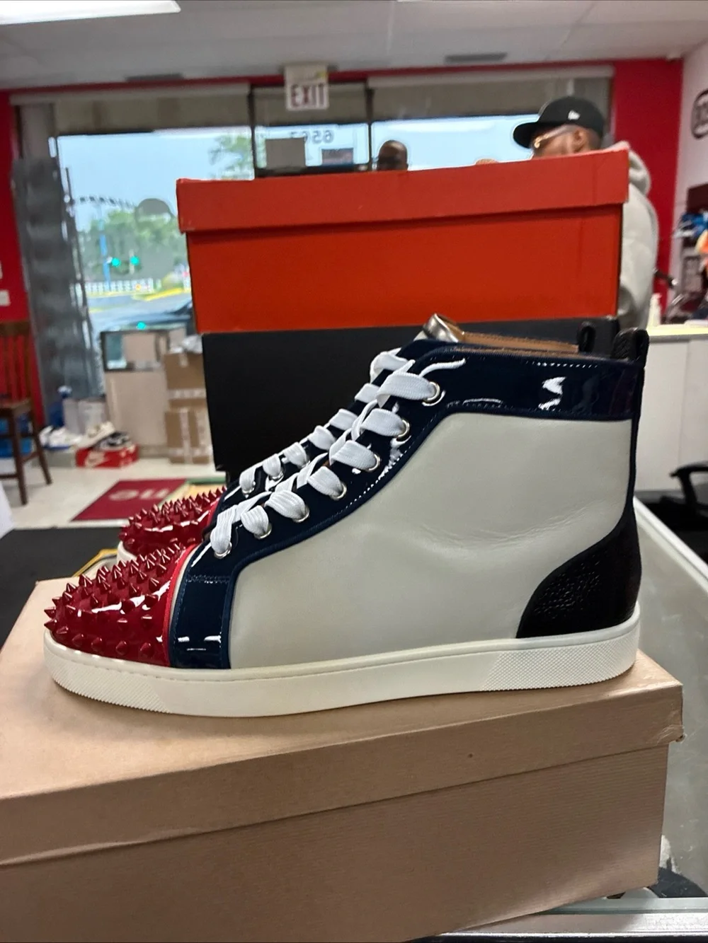 Men’s Christian Louboutin Spiked Sneakers Used Sz 10 Eur 44 With OG Box 📦